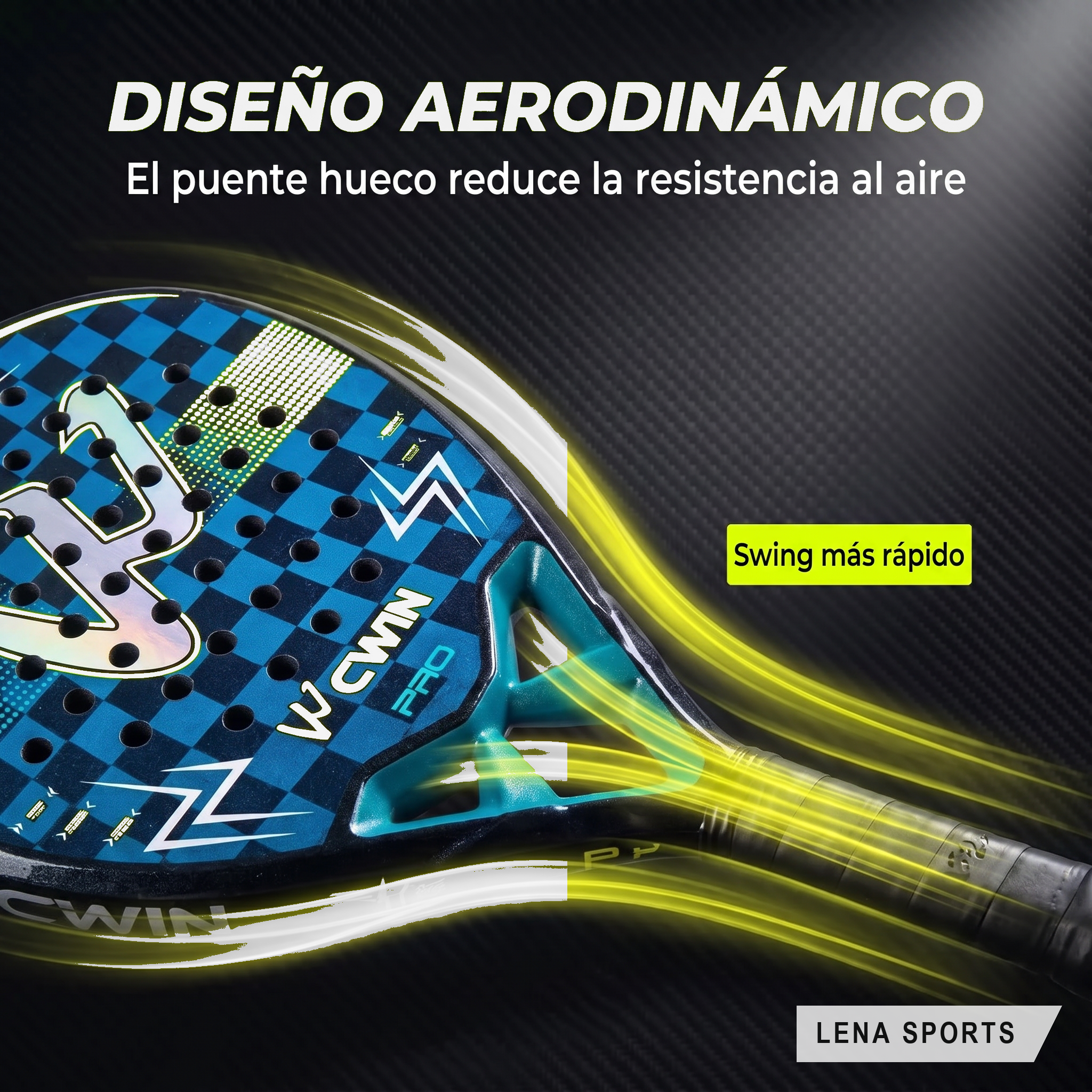Diseño aerodinámico con puente hueco de la pala CWIN Elite Tour Pro para un swing más rápido